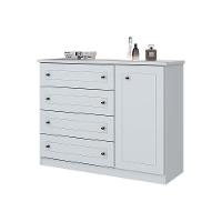 Cômoda Juvenil Americana c/ 1 Porta e 4 Gavetas Branco - Henn - 1