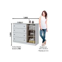 Cômoda Juvenil Americana c/ 1 Porta e 4 Gavetas Branco - Henn - 2