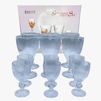 Jogo De Taças Lapidadas Design Sofisticado E Alta Qualidade 6 Taças Para Bebidas + 6 Taças Para Shots