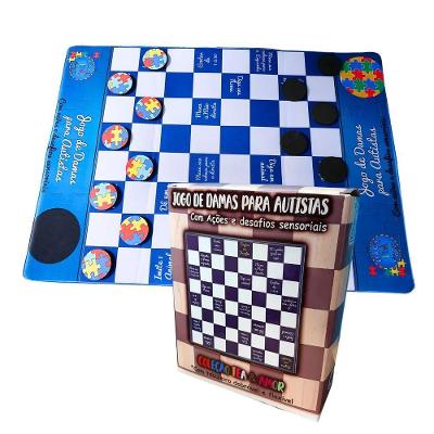 Jogo De Damas Sensorial Com Desafios Cognitivos Ferramenta Lúdica Para Crianças