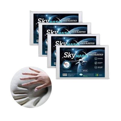 Kit Com 04 Travesseiros Viscoelástico Basic Sky Hipoalérgico