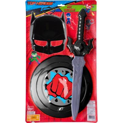 Kit Fantasia Infantil Homem Morcego Máscara Espada Escudo