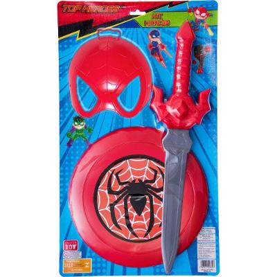 Kit Fantasia Infantil Herói Aranha Espada Escudo Máscara