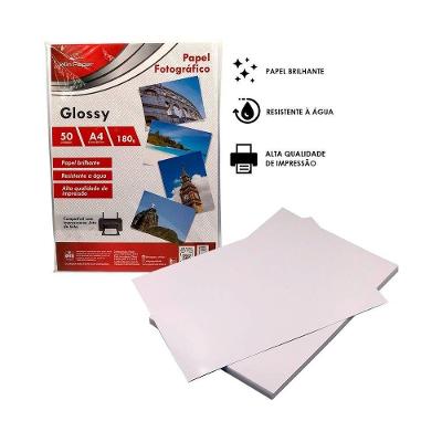 Kit 300 Folhas Papel Brilhante Fotográfico A4 Glossy 180g