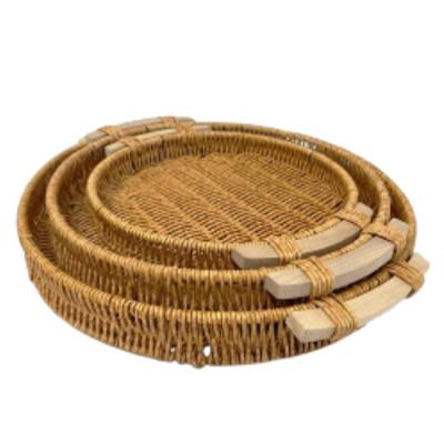 Kit Bandejas Redondas Madeira 3 Tamanhos Decorativo Multiuso