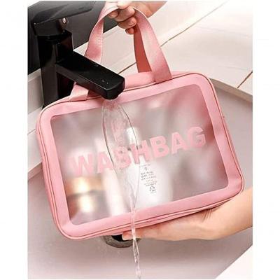 Kit 3 Bolsas Necessaires Washbag Transparente Organizador Maquiagem Bolsa à Prova De água branco