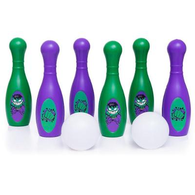 Jogo Infantil Boliche Herói Verde Plástico 28cm Bola 8 Peças