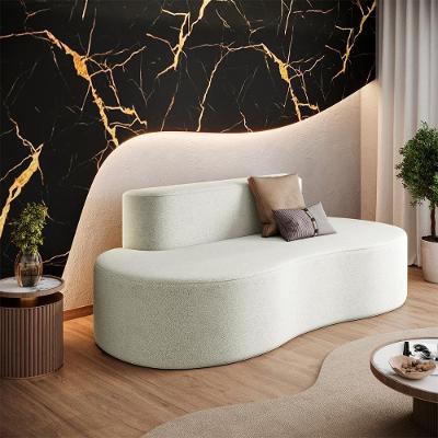 Sofá Curvo 3 Lugares Orgânico Loom Bouclê 1,80m Sala Balaqui bege Bege