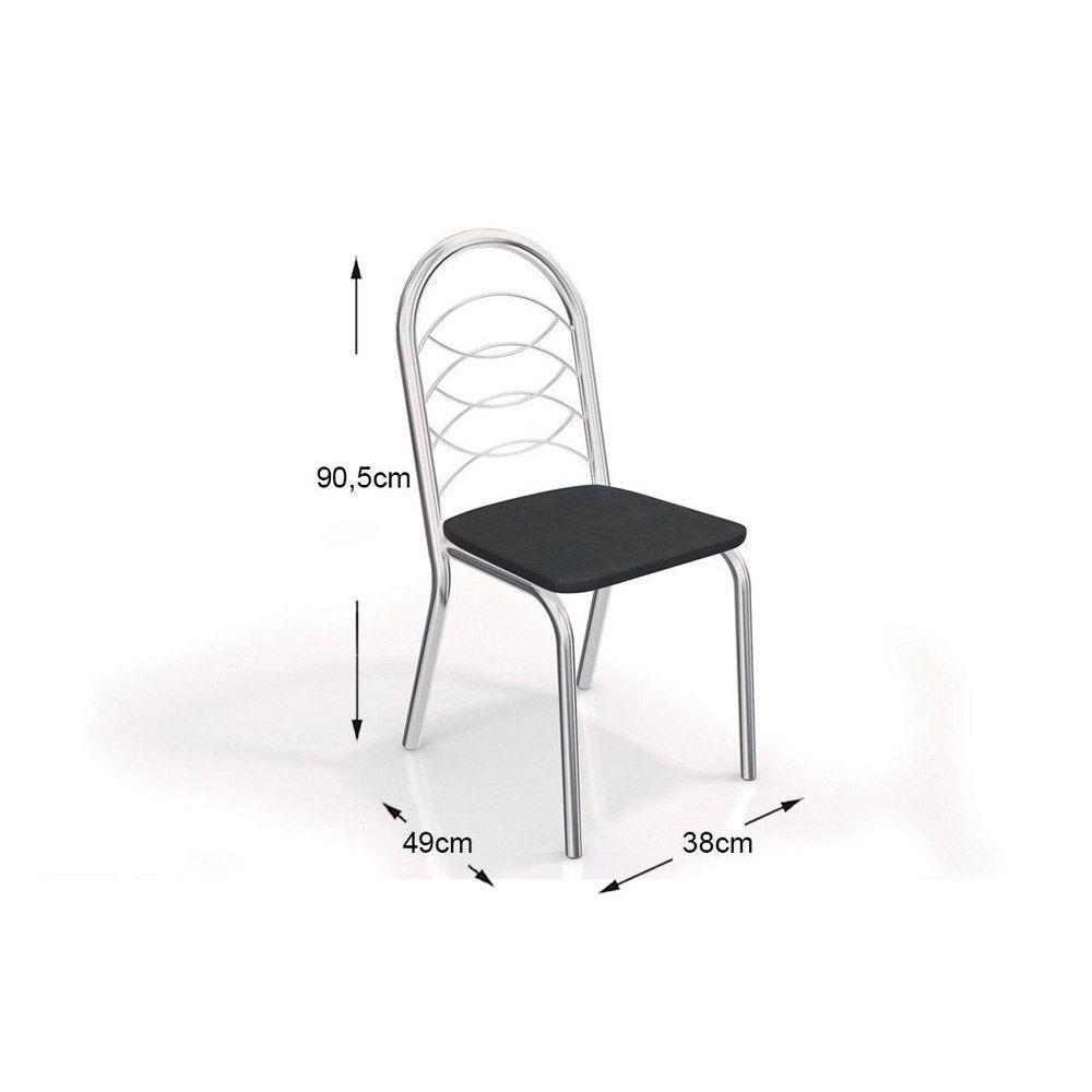 Conjunto: Mesa Sala Jantar Volga c/ Tampo Vidro 95cm + 4 Cadeiras Noruega Cromado/Courano Marrom - Kappesberg - 3