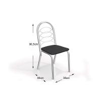 Conjunto: Mesa Sala Jantar Volga c/ Tampo Vidro 95cm + 4 Cadeiras Noruega Cromado/Courano Marrom - Kappesberg - 3