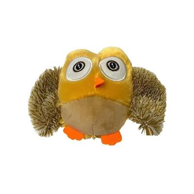 Mordedor Coruja Bege Pelúcia Pets Pequeno Apito Reforçado