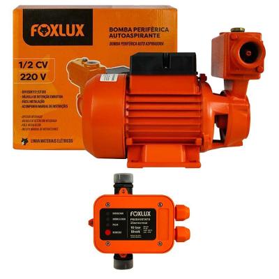 Kit Bomba Periférica Autoaspirante 1-2cv 220V + Pressostato Foxlux