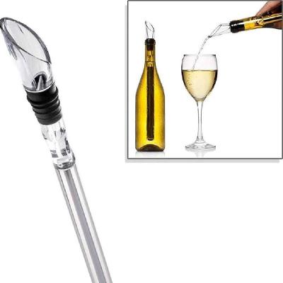 Kit Bastão Resfriador De Vinho Com Bico Dosador Aerador Inox – Decantador Luxo Para Garrafa!