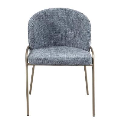 Poltrona Estofada Com Base Fixa Em Aço Carbono Pintura Automotiva – Liz Exclusiva Linho Aveludado Azul ônix - Champanhe Automotivo