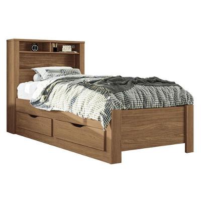 Cama Solteiro Com Gavetas Invicta Jatobá Acetinado - Santos Andirá