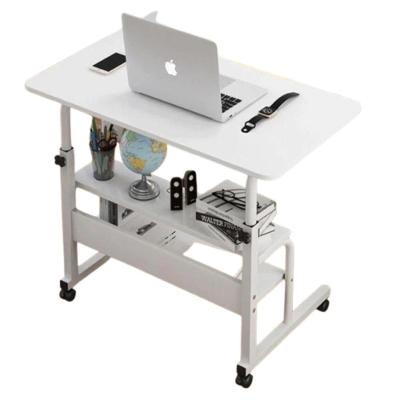 Mesa Para Notebook Com Rodinhas E 2 Prateleiras Altura Ajustável Multiuso Home Office Branca