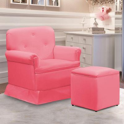 Poltrona De Amamentação Base Balanço E Puff Lígia Sintético E03 - D'rossi Cor Pink