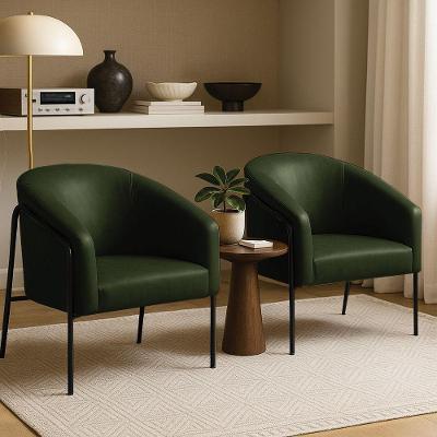 Poltrona Sala Decorativa Kit 2 Stella Base Alta Tubo Preto Sintético Pu D03 - D'rossi Cor Verde
