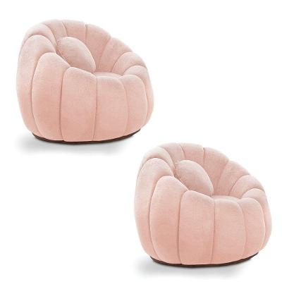 Poltrona Decorativa Orgânica Fixa Kit 2 Cloud Bouclê Rosê E03 - D'rossi