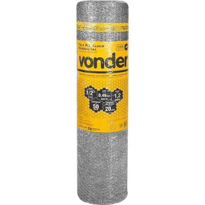 Tela Metálica Hexagonal, Viveiro, Malha 1/2, 26 Bwg X 1,2 M, Com 50 M, Vonder Ostenvonder