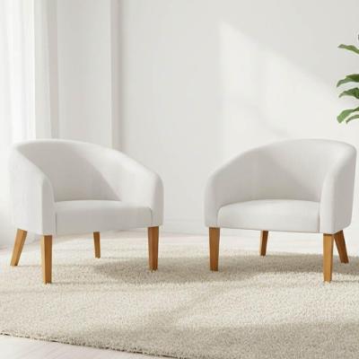 Poltrona Sala Decorativa Kit 2 Stella Pé Madeira Trapézio Castanho Sintético D03 - D'rossi Branco