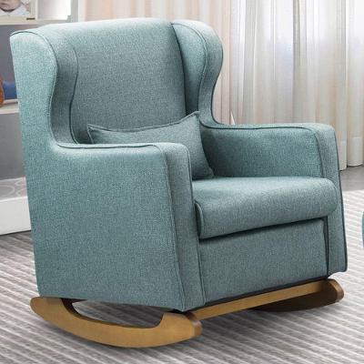 Poltrona De Amamentação Base Balanço Madeira Flower Linho E03 - D'rossi Cor Azul