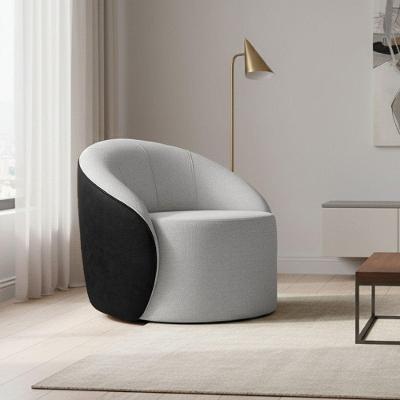 Poltrona Sala Orgânica Lua Giratória Sintético Pu Preto/linho D03 - D'rossi Cor Cinza