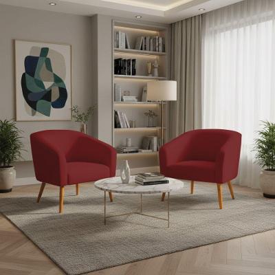 Kit 2 Poltronas Sala Stella Decorativa Veludo Marsala D03 D'Rossi