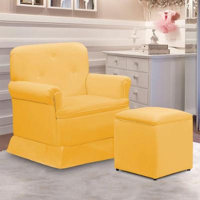 Poltrona De Amamentação Base Balanço E Puff Lígia Sintético E03 - D'rossi Cor Amarelo
