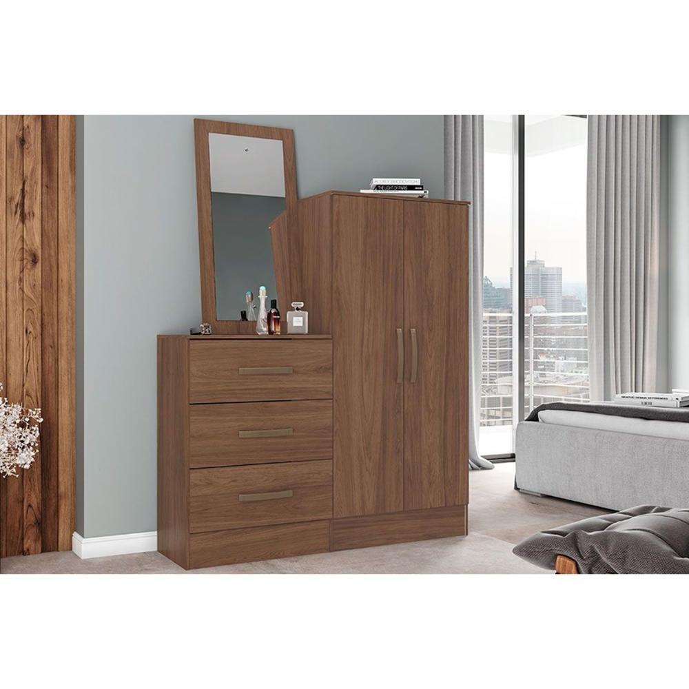 Cômoda Solteiro Briz B700 2 Portas e 3 Gavetas Castanho - Henn - 1