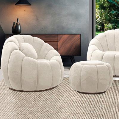 Poltrona E Puff Decorativo Orgânico Fixo Cloud Bouclê E03 - D'rossi Cor Bege