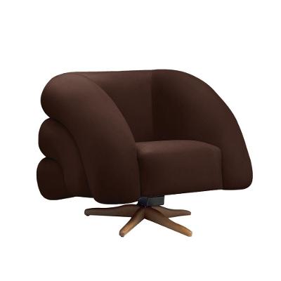 Poltrona Giratória Orgânica Com Balanço Tana Bouclê E03 - D'rossi Cor Marrom