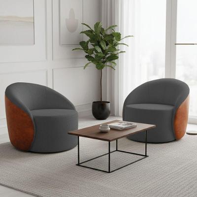 Poltrona Sala Orgânica Kit 2 Lua Fixa Sintético Pu Nozes/bouclê D03 - D'rossi Cor Grafite