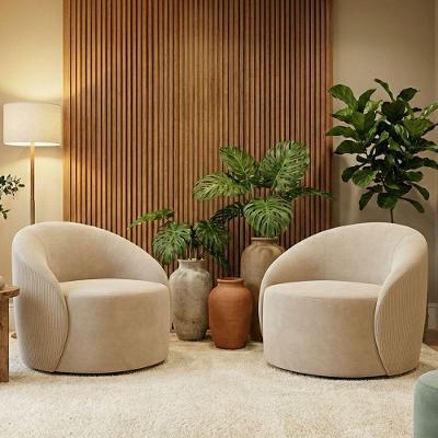 Poltrona Decorativa Orgânica Kit 2 Lua Cotelê-veludo D03 - D'rossi Bege