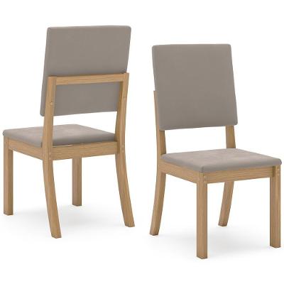 Kit 2 Cadeiras Estofadas Milla Suede Marrom Amendoa Henn