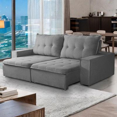 Sofá Retrátil Reclinável Valentino 2,10m Linho - Shop Das Ca Linho Cinza