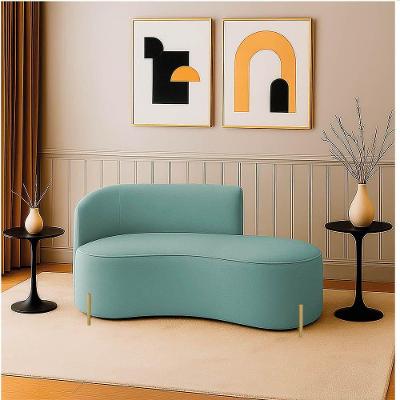 Sofá 2 Lugares Orgânico 140cm Pé Dourado Morgan Cotelê Ext/veludo Menta D03 - D'rossi