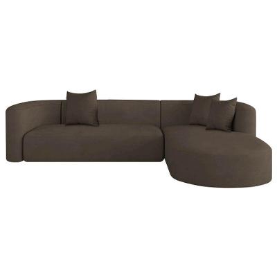 Sofá Modular Celinne Luxuoso Sala De Estar Decoração Luxo 265cm Suede Marrom