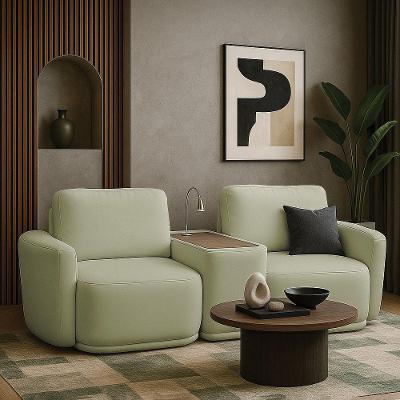 Sofá Sala Modulado 271cm Com Console Usb Luminária Brumma Bouclê K01 - D'rossi Cor Verde