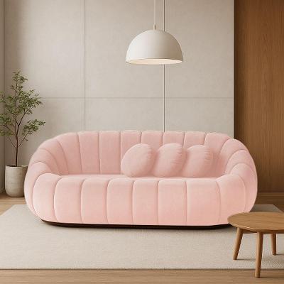 Sofá 2 Lugares Orgânico Para Sala Cloud Bouclê E03 - D'rossi Cor Rose