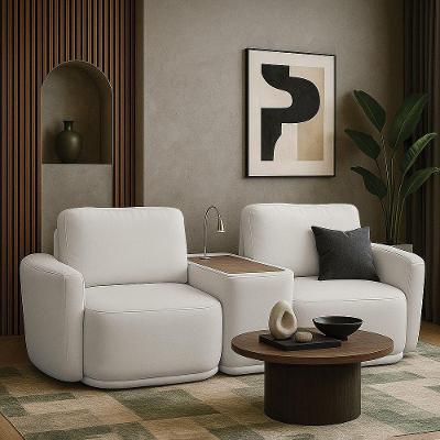 Sofá Sala Modulado 271cm Com Console Usb Luminária Brumma Bouclê K01 - D'rossi Cor Cinza Claro