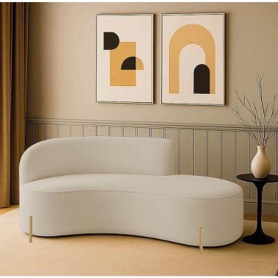 Sofá 2 Lugares Orgânico 160cm Pé Dourado Morgan Cotelê Ext/veludo Bege D03 - D'rossi