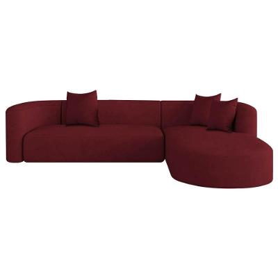 Sofá Modular Celinne Luxuoso Sala De Estar Decoração Luxo 265cm Suede Suede Bordô
