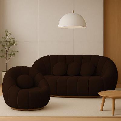 Sofá 2 Lugares Com Poltrona Orgânica Fixa Cloud Bouclê E03 - D'rossi Cor Marrom