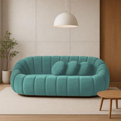 Sofá 2 Lugares Orgânico Para Sala Cloud Bouclê Azul Turquesa E03 - D'rossi