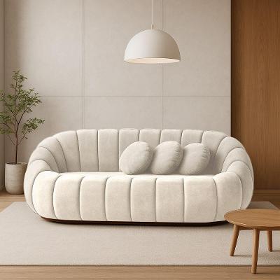 Sofá 2 Lugares Orgânico Para Sala Cloud Bouclê Bege E03 - D'rossi