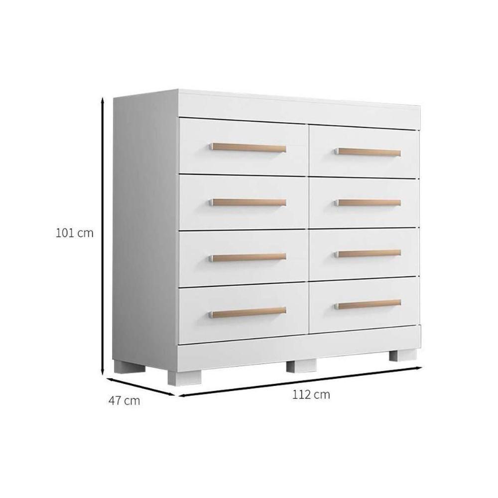 Cômoda Juvenil Nalu c/ 8 Gavetas Branco - ACP - 2