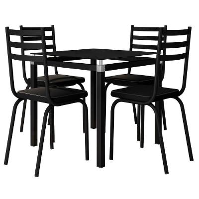 Jogo De Mesa Malva 75cm E 4 Cadeiras 118 Preto - Artefamol