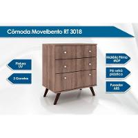 Cômoda Juvenil RT 3018 c/ 3 Gavetas Rustico - Movelbento - 2