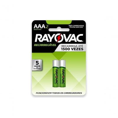 Pilha Recarregavel Rayovac Aaa Palito 600mah Com 2